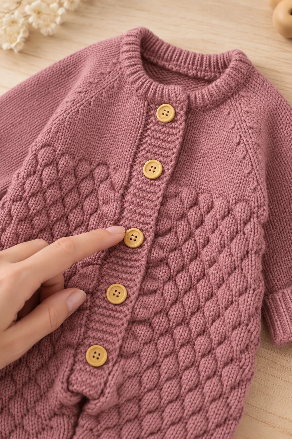 Combinaison En Tricot Bebe - Mauve
