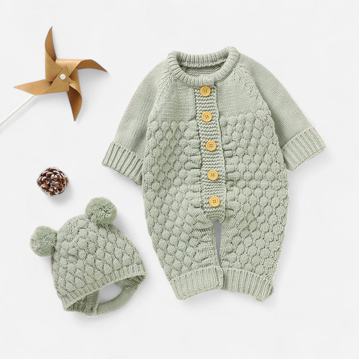 Combinaison En Tricot Bebe - Vert