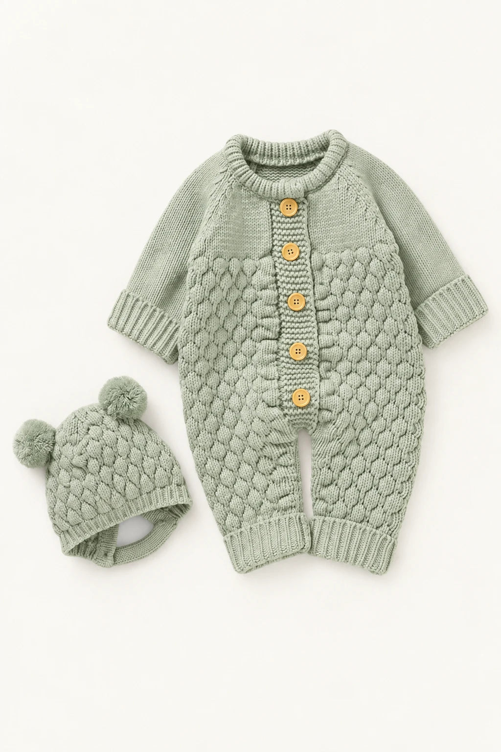 Combinaison En Tricot Bebe - Vert