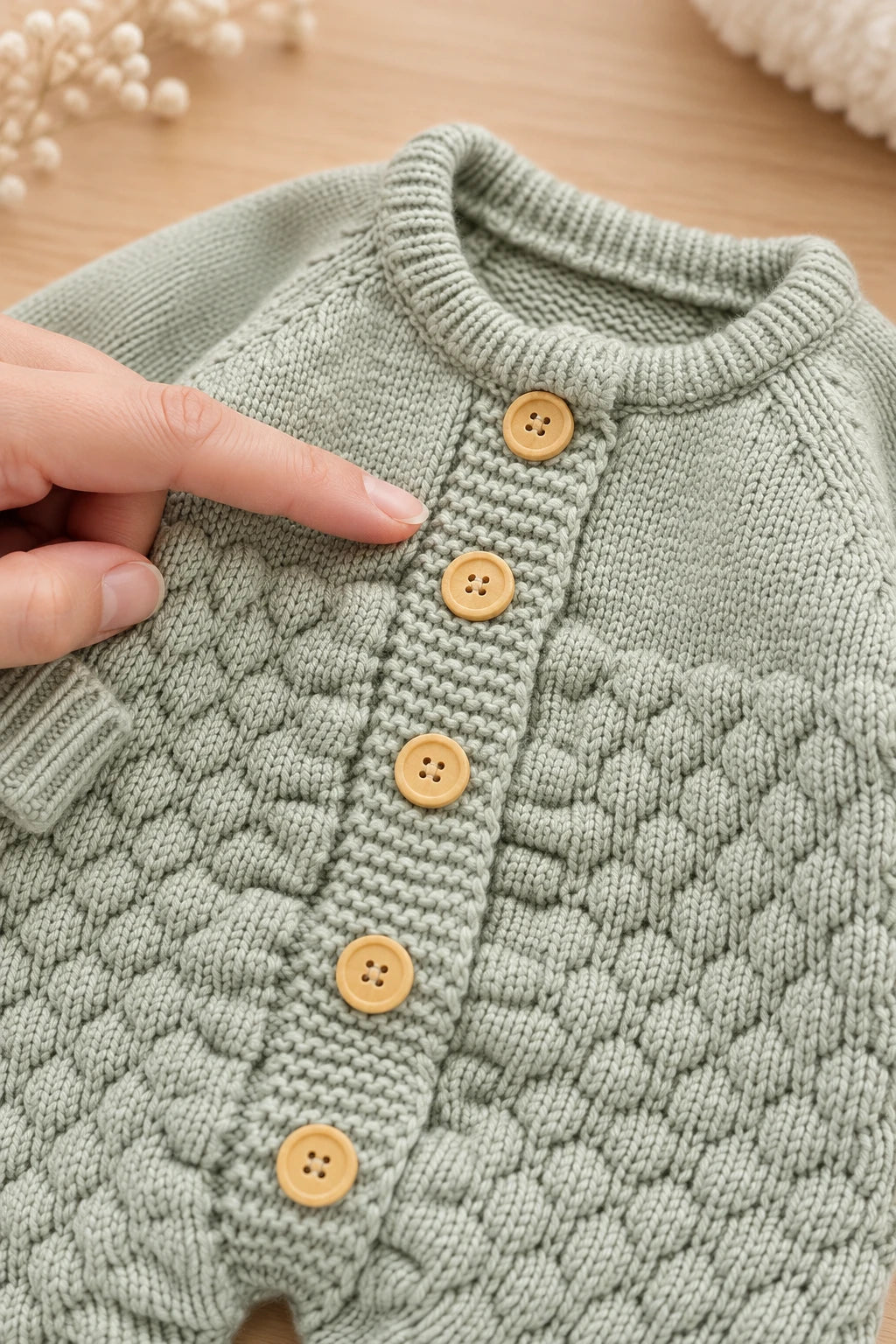 Combinaison En Tricot Bebe - Vert