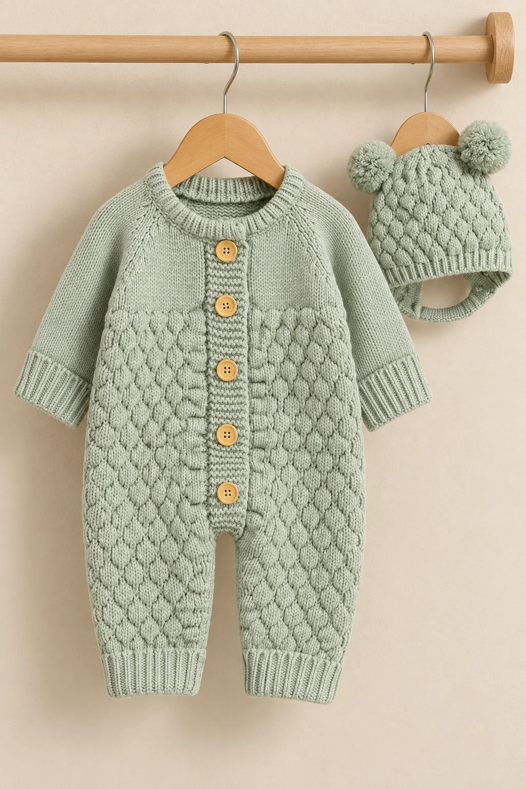 Combinaison En Tricot Bebe - Vert