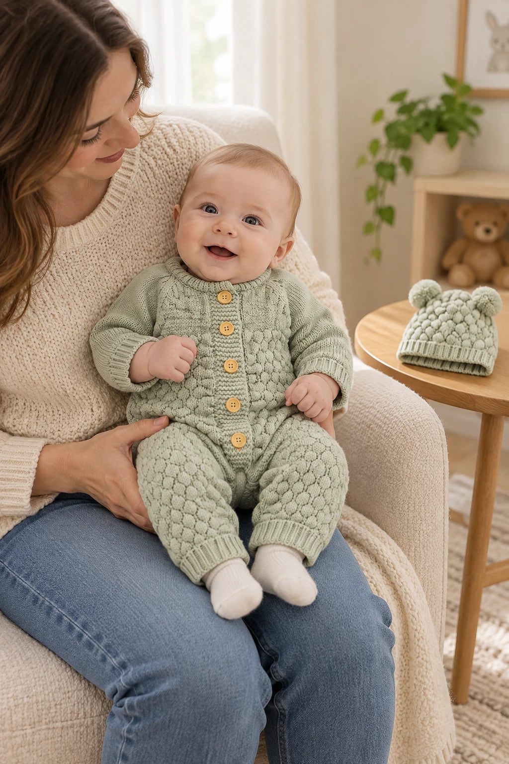 Combinaison En Tricot Bebe - Vert