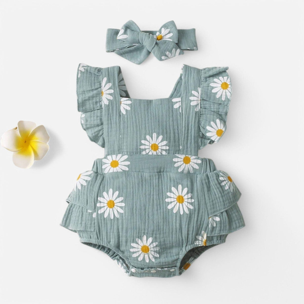 Combinaison Fleurie Bebe - Bleu