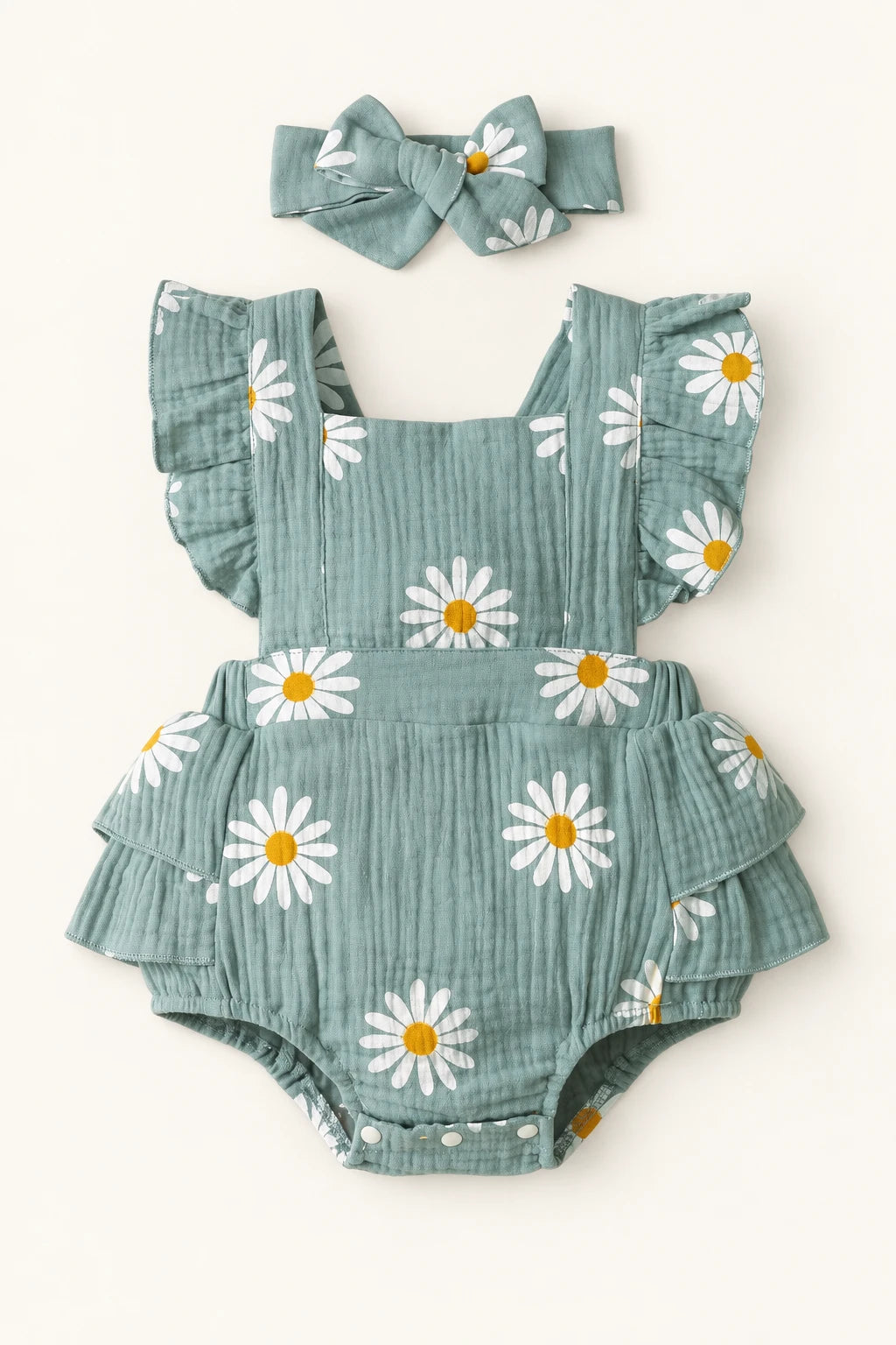 Combinaison Fleurie Bebe - Bleu
