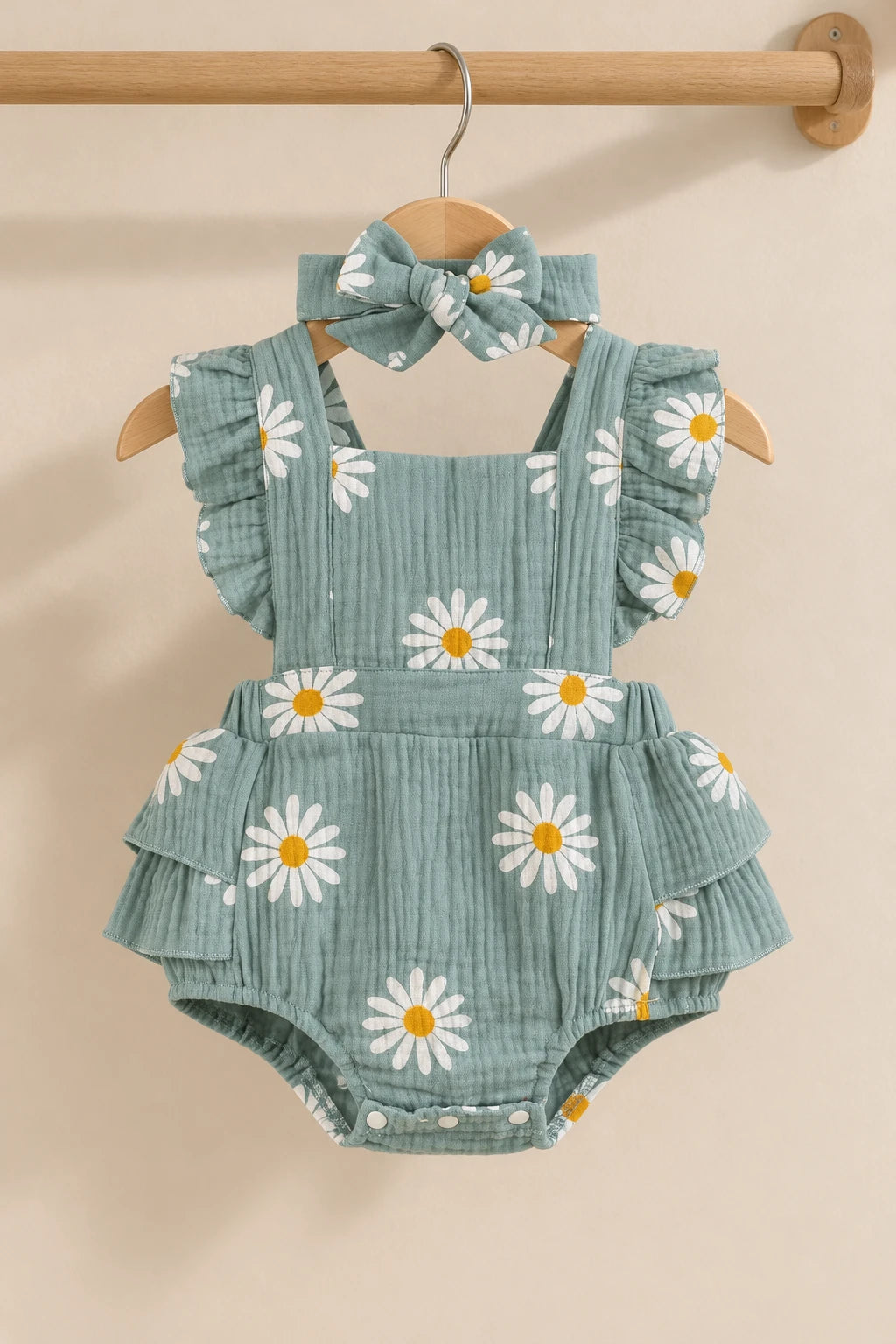 Combinaison Fleurie Bebe - Bleu