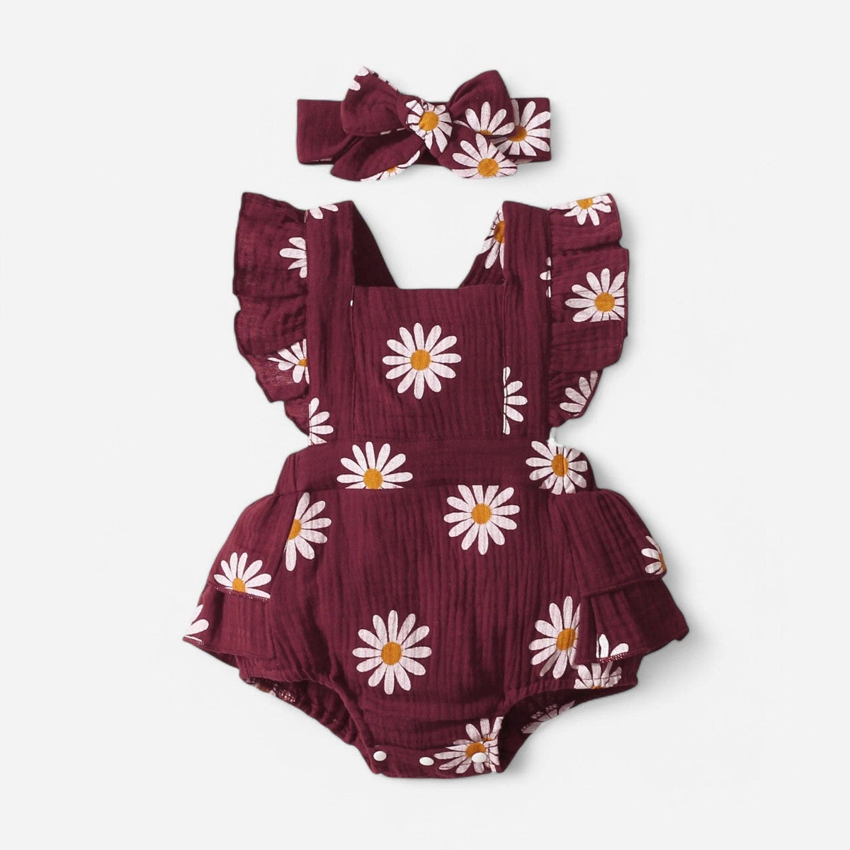 Combinaison Fleurie Bebe - Bordeaux