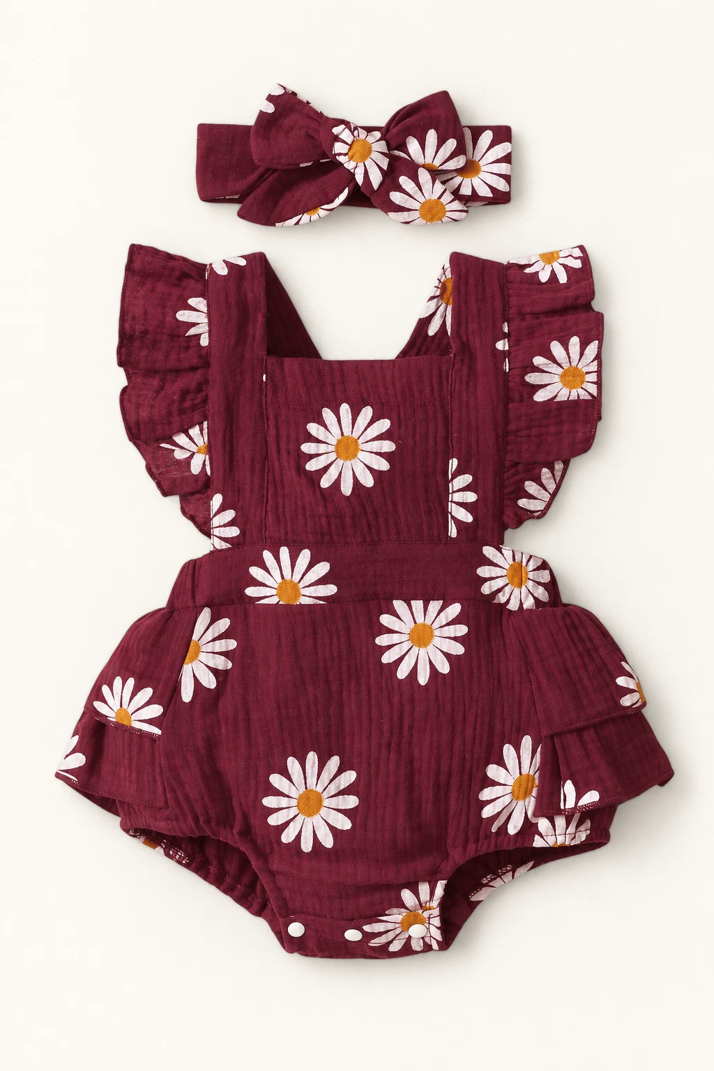 Combinaison Fleurie Bebe - Bordeaux
