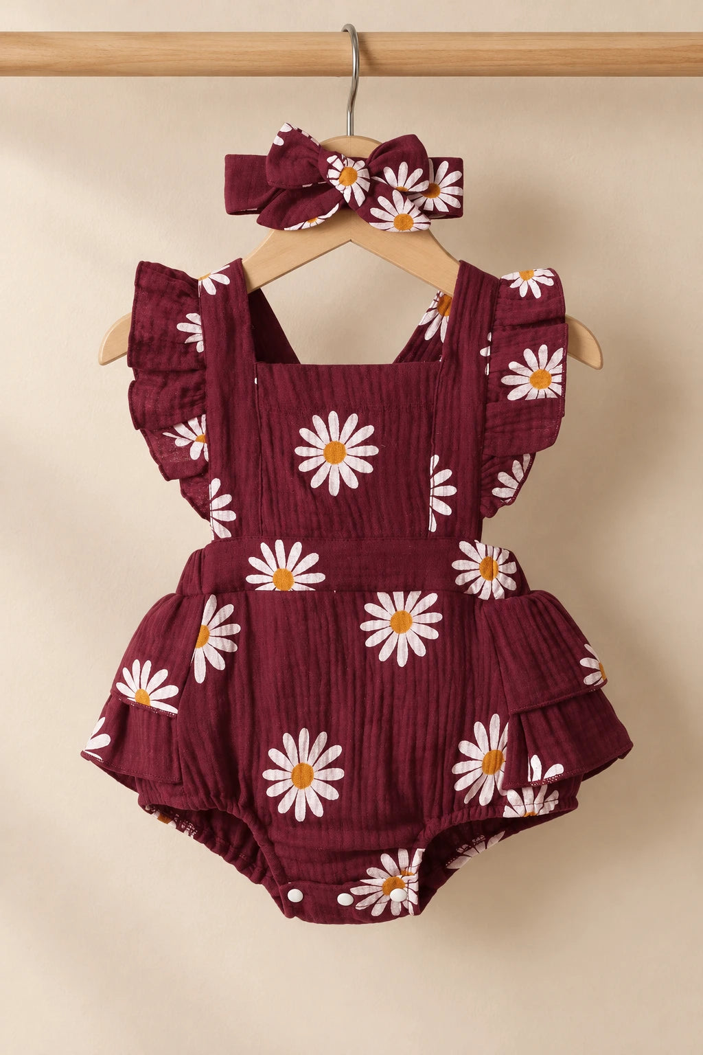 Combinaison Fleurie Bebe - Bordeaux