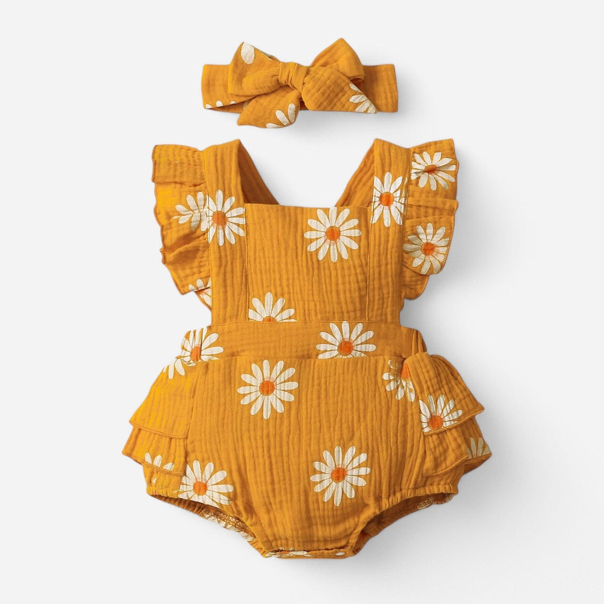 Combinaison Fleurie Bebe - Jaune