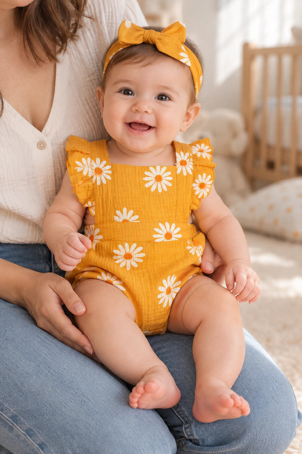 Combinaison Fleurie Bebe - Jaune