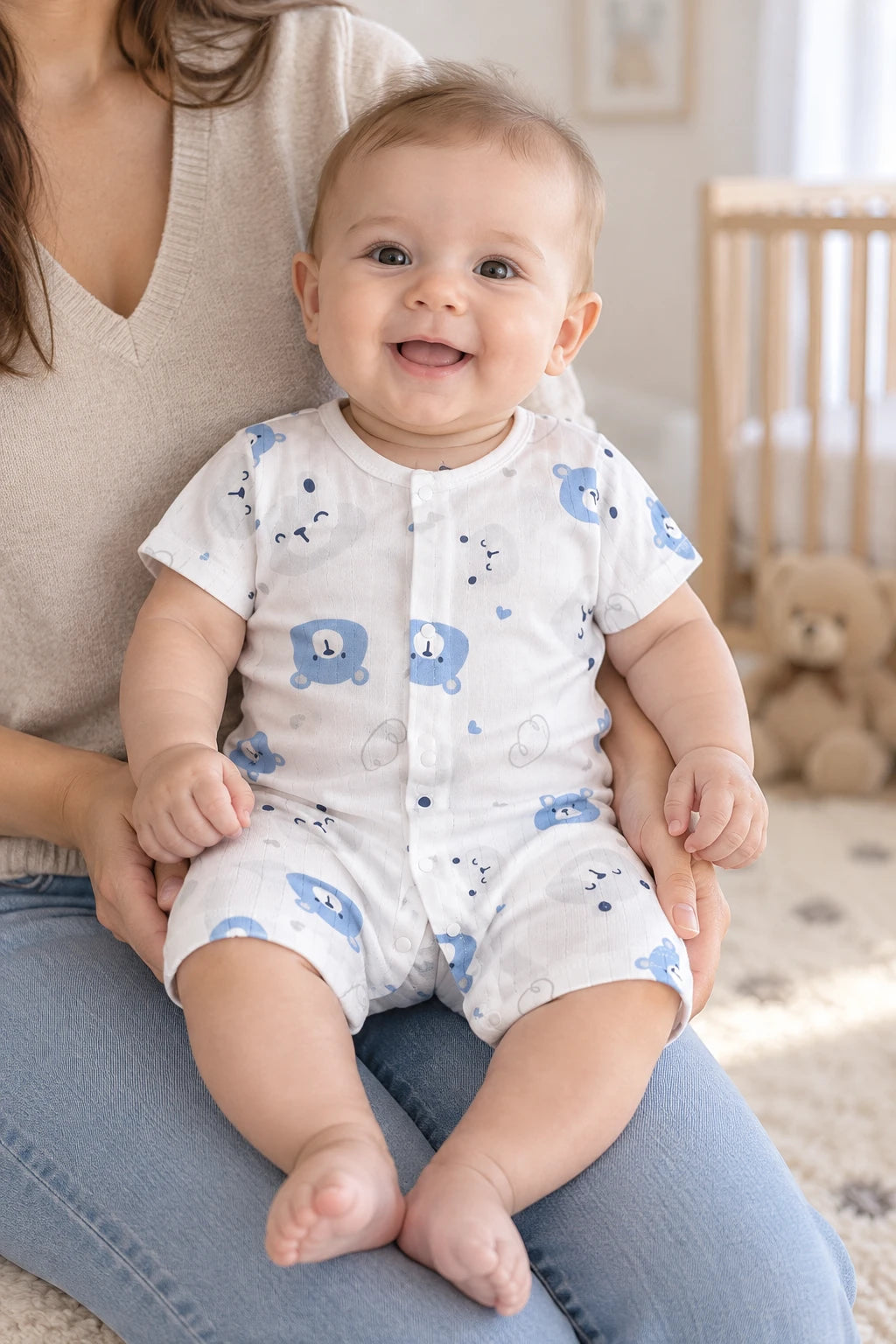 Combinaison Legere Bebe - Nounours Bleus