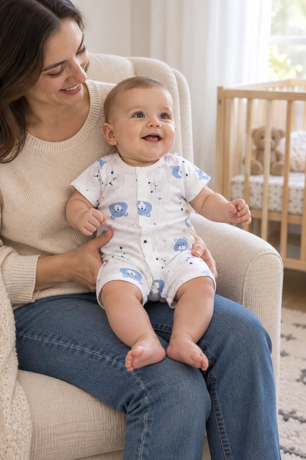 Combinaison Legere Bebe - Nounours Bleus