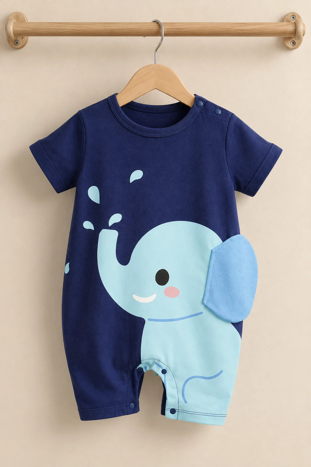 Combinaison Manche Courte Bebe - Éléphant