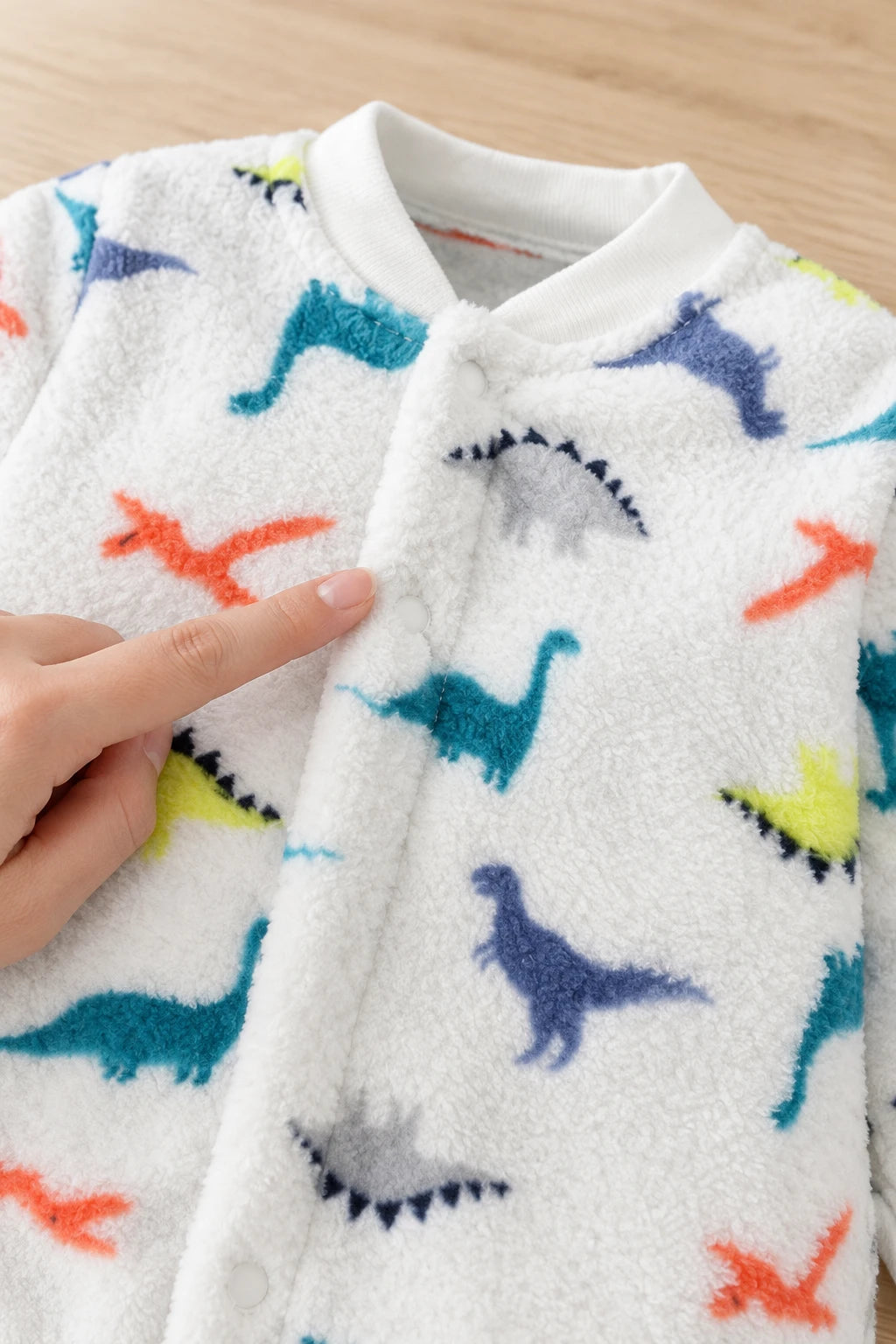 Combinaison Moumoute Bebe - Dinosaure Blanc