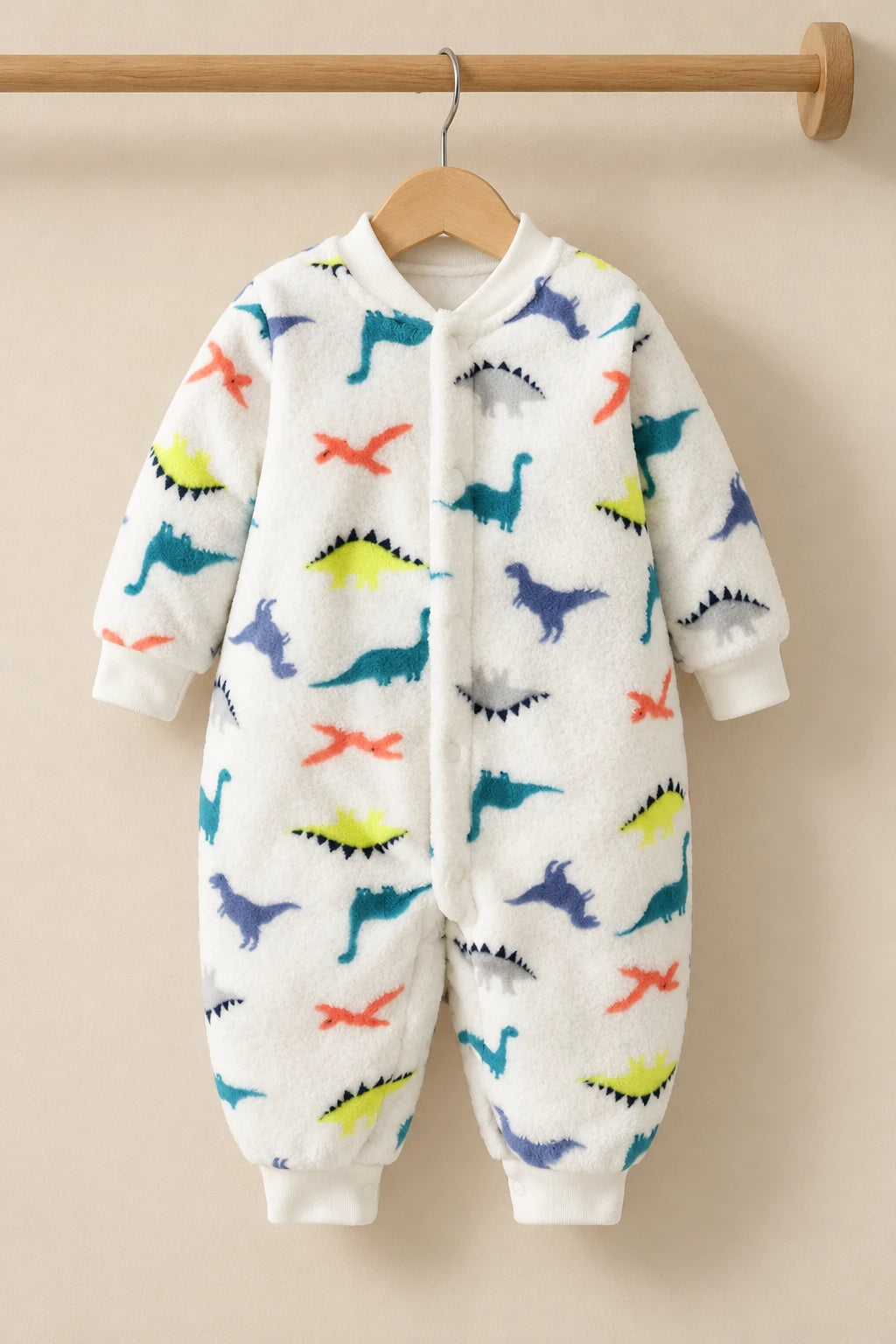 Combinaison Moumoute Bebe - Dinosaure Blanc