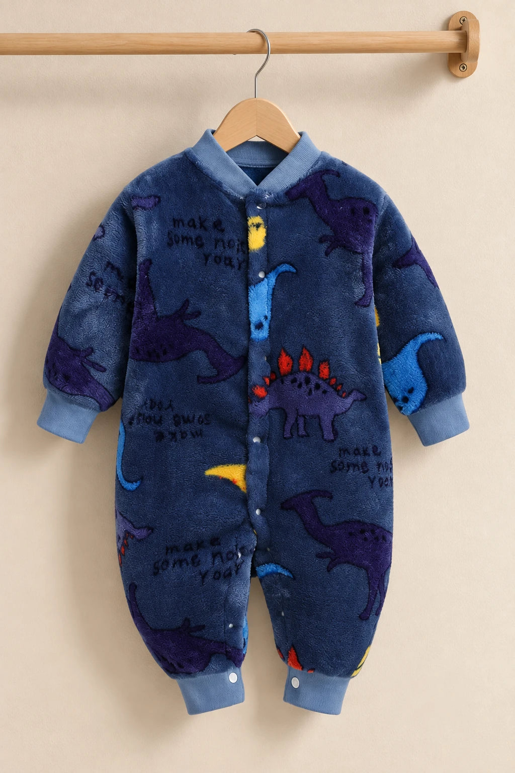 Combinaison Moumoute Bebe - Dinosaure Bleu