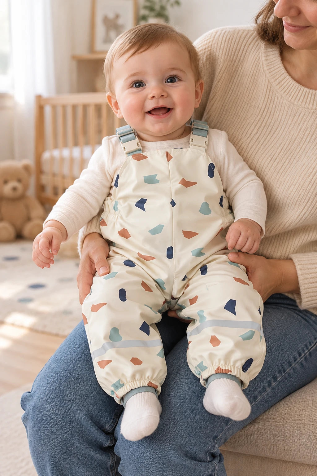 Combinaison Pluie Bebe Bretelles - Blanc