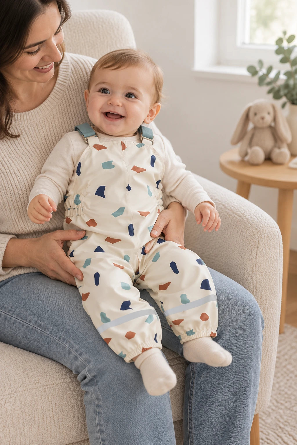 Combinaison Pluie Bebe Bretelles - Blanc