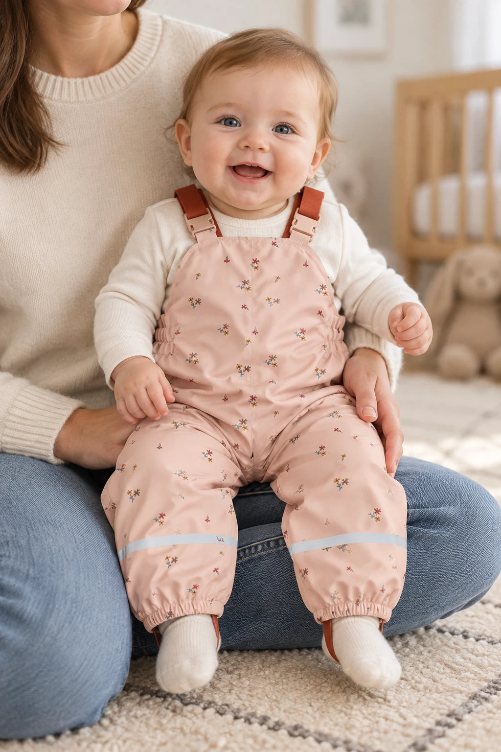 Combinaison Pluie Bebe Bretelles - Rose