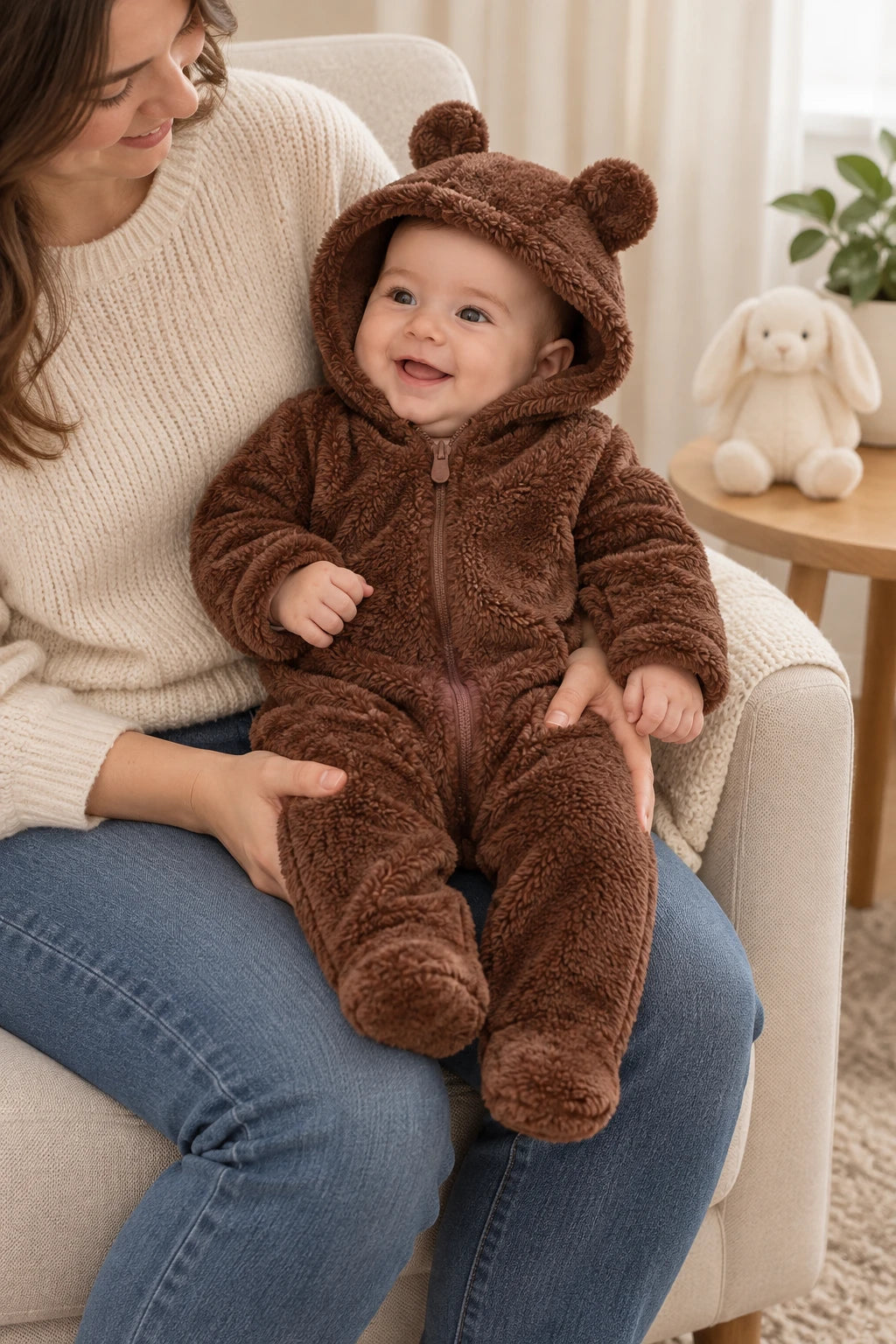 Combinaison polaire pour bebe - Marron