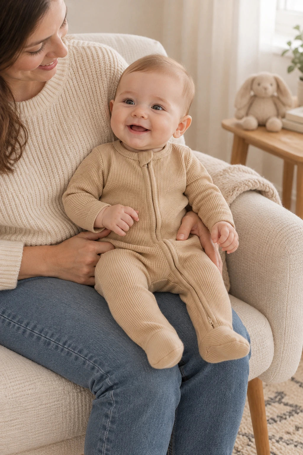 Combinaison Pur Coton Bébé - Beige