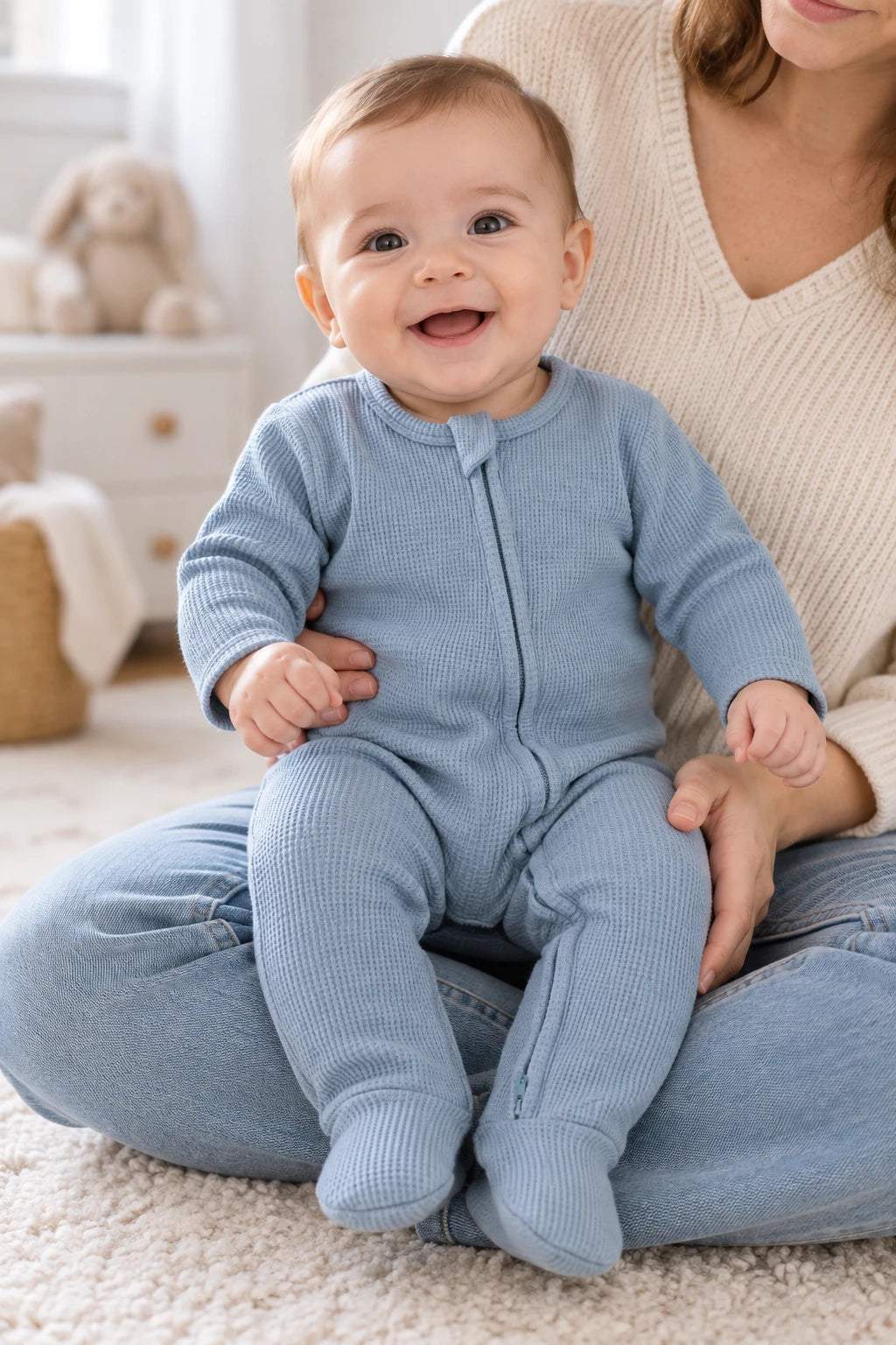 Combinaison Pur Coton Bébé - Bleu