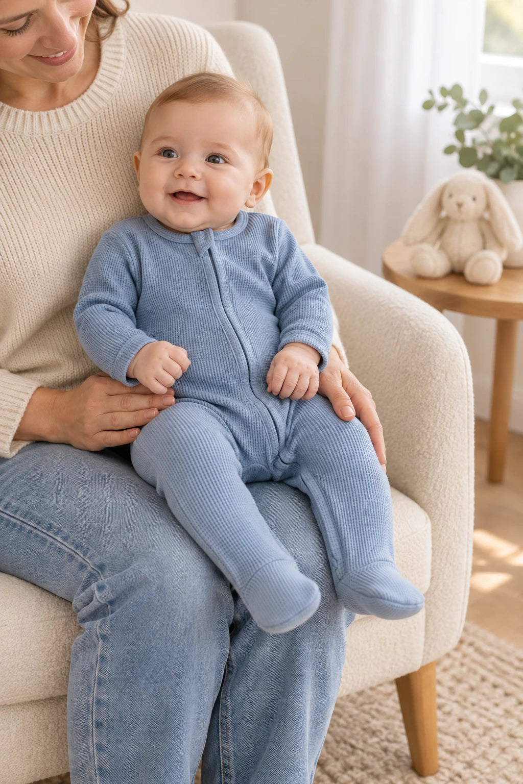 Combinaison Pur Coton Bébé - Bleu