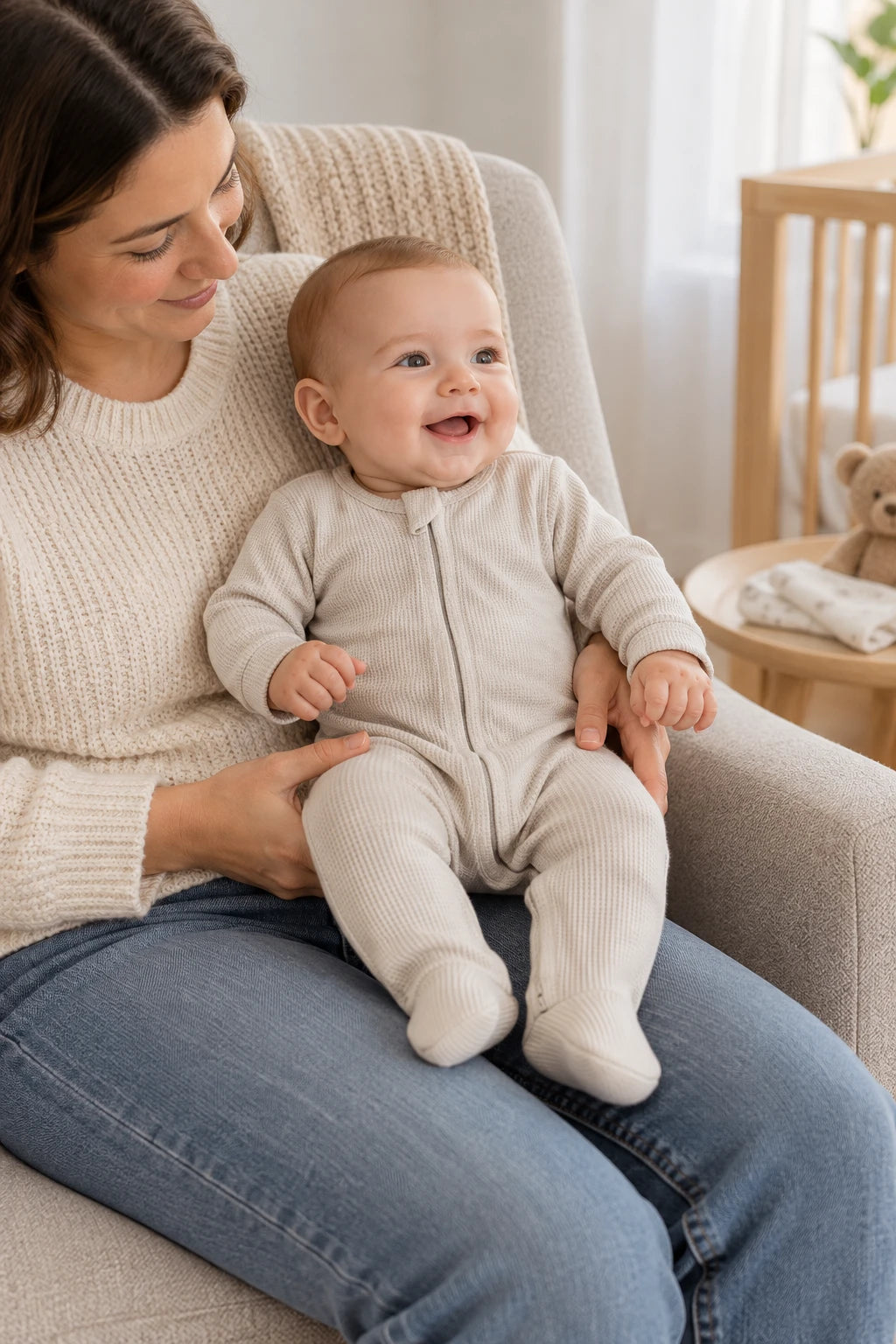 Combinaison Pur Coton Bébé - Gris