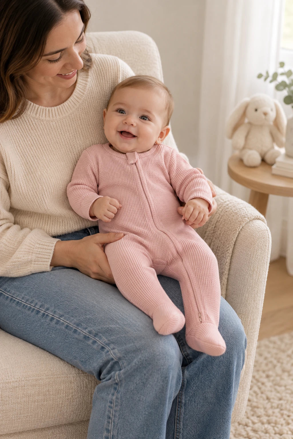 Combinaison Pur Coton Bébé - Rose