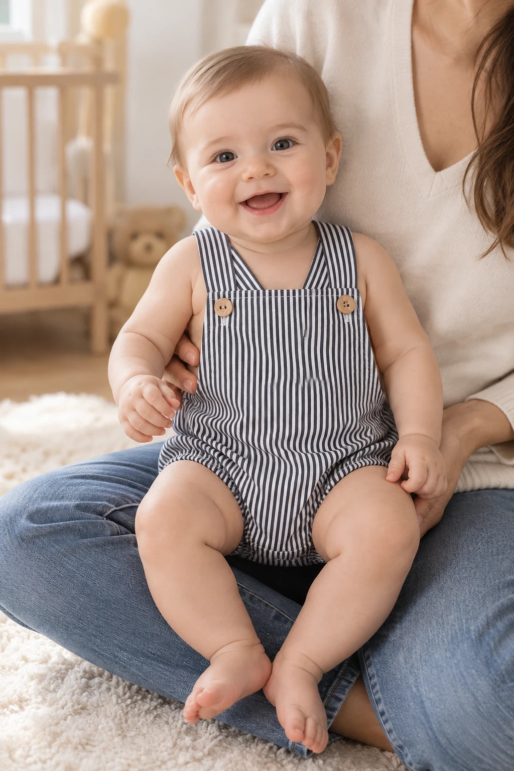 Combinaison Salopette Bebe - Noir Rayé