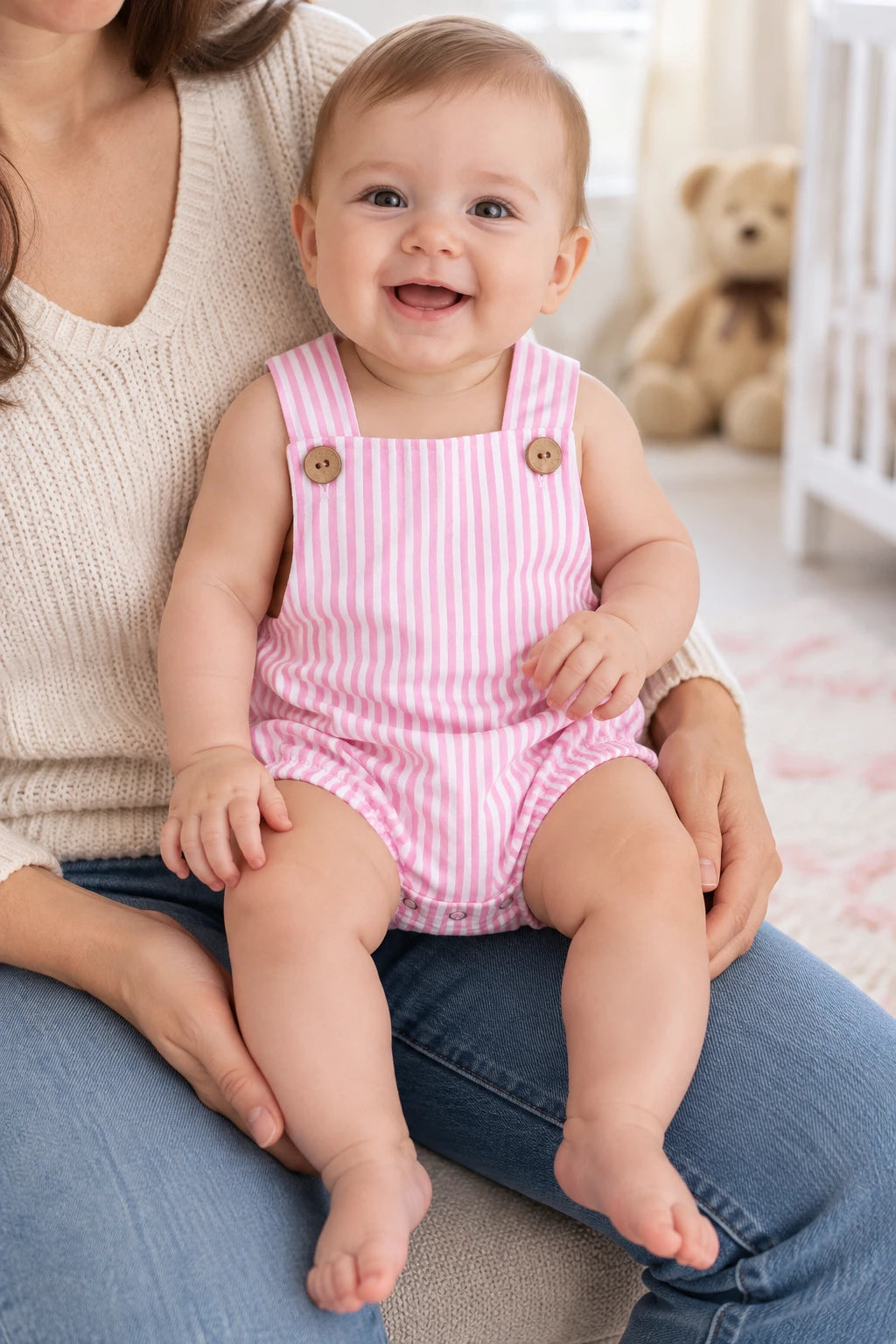 Combinaison Salopette Bebe - Rose Rayé