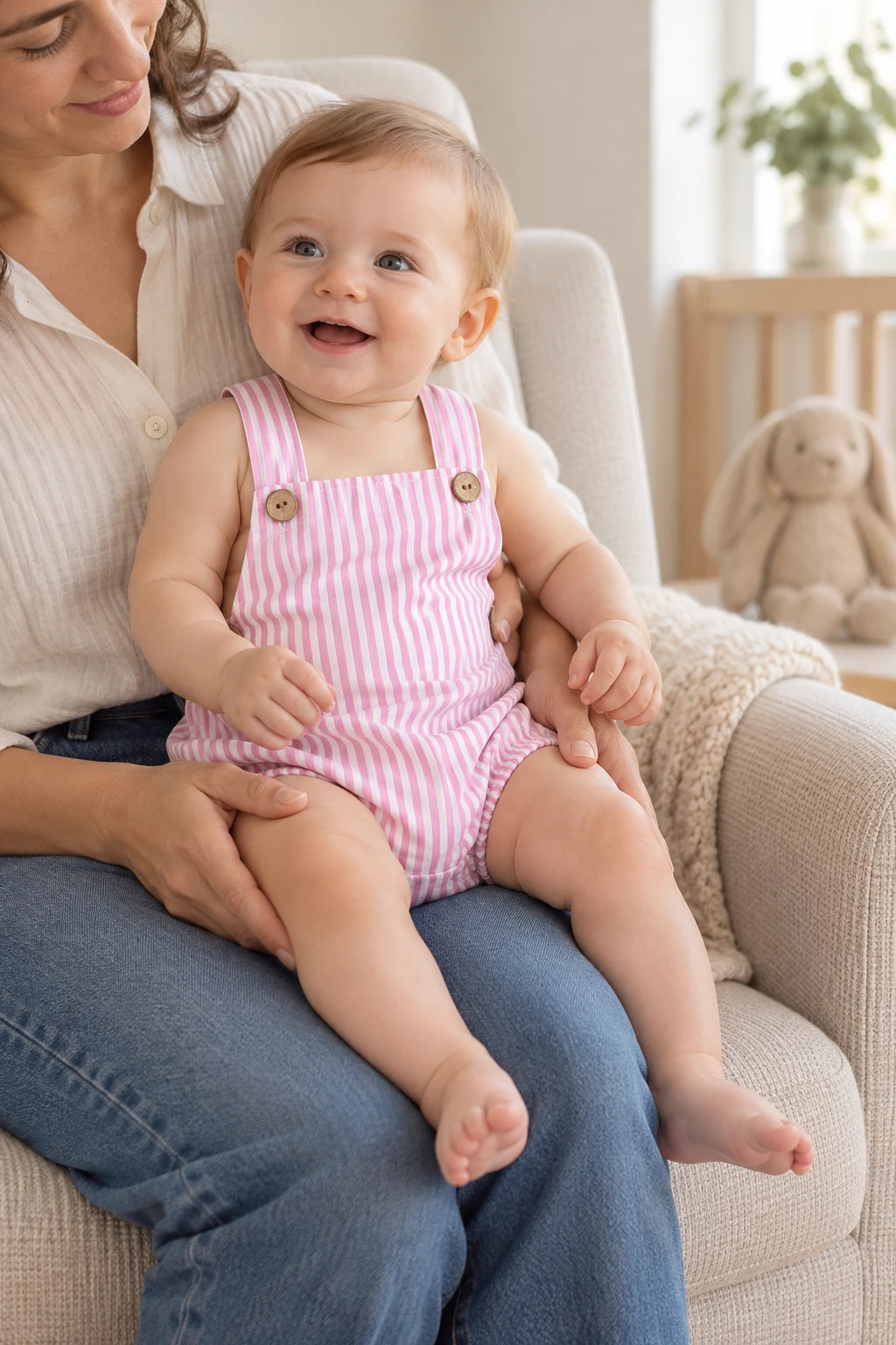 Combinaison Salopette Bebe - Rose Rayé