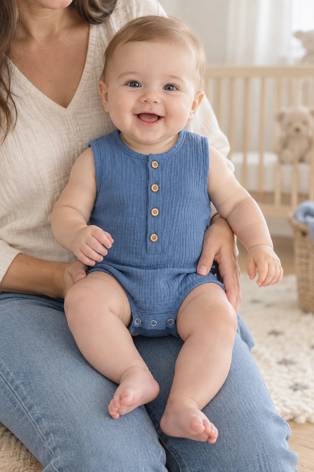 Combinaison Sans Manche Bebe - Bleu