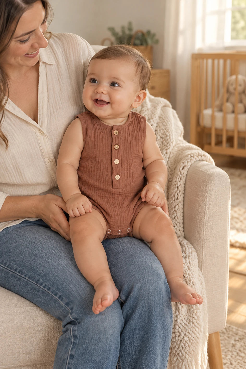 Combinaison Sans Manche Bebe - Marron