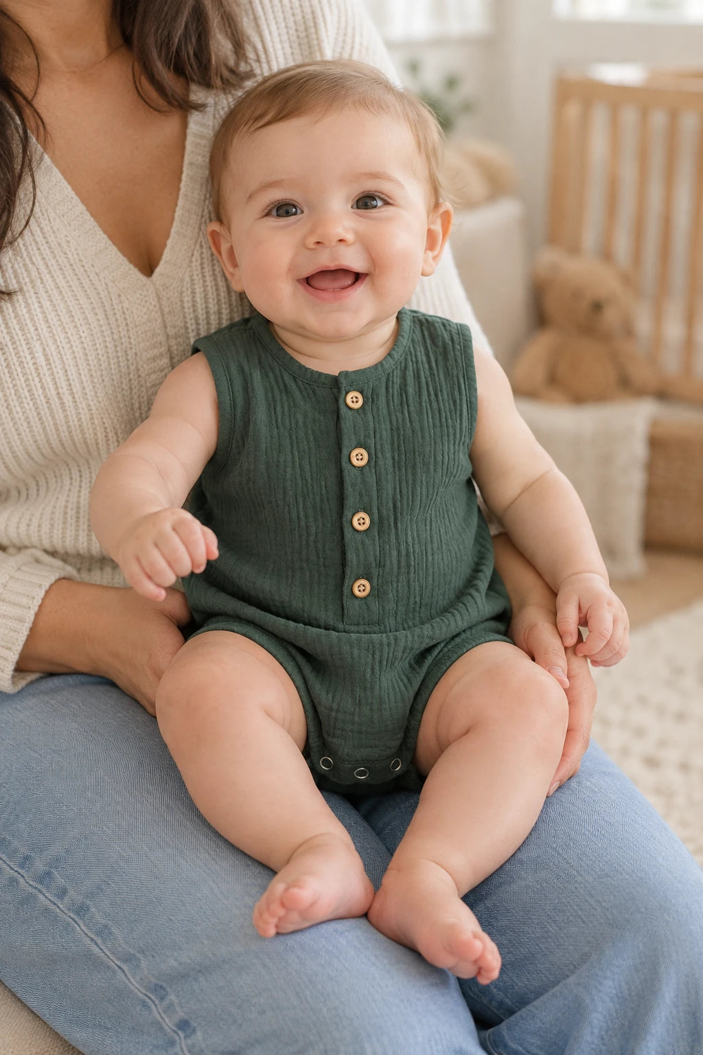 Combinaison Sans Manche Bebe - Vert