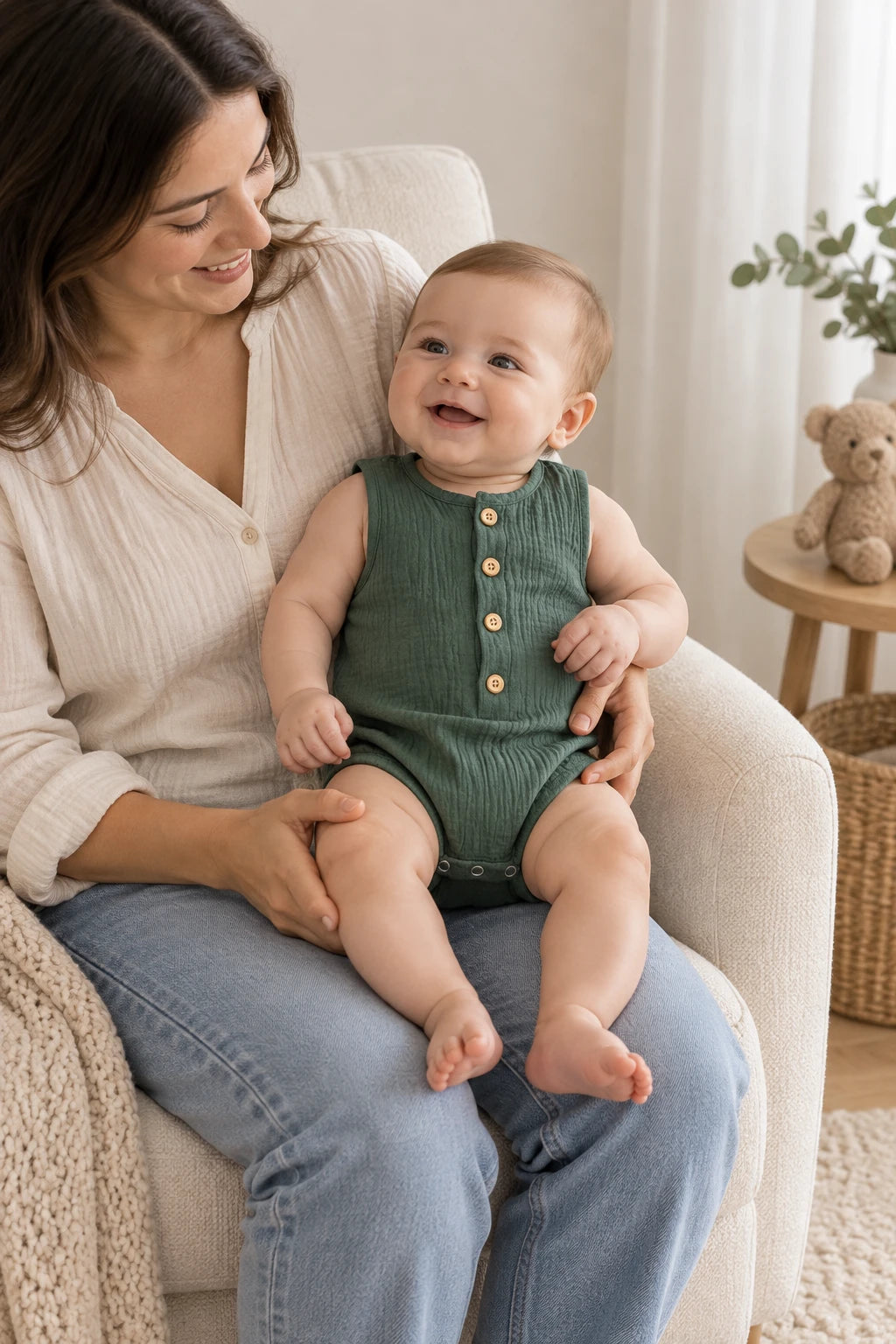 Combinaison Sans Manche Bebe - Vert