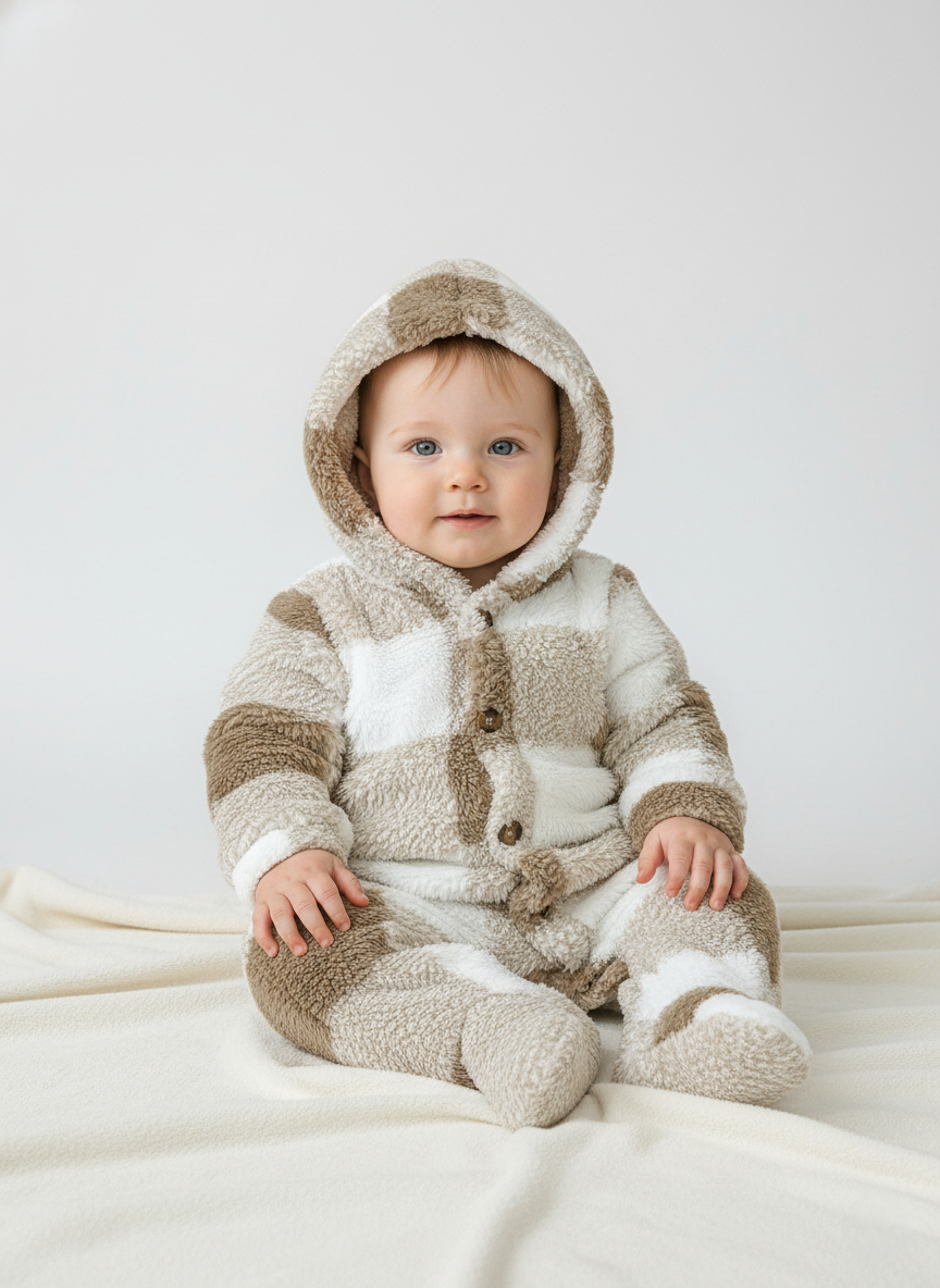 Combinaison Bebe Capuche Fourrure - Beige