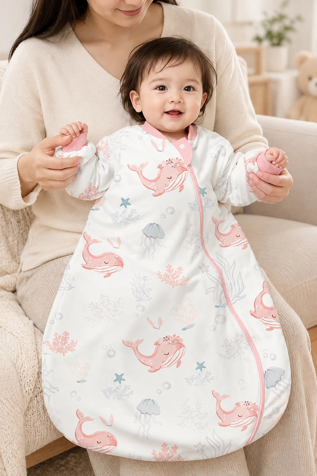 Gigoteuse Avec Manche - Baleine Rose Tog 0.5