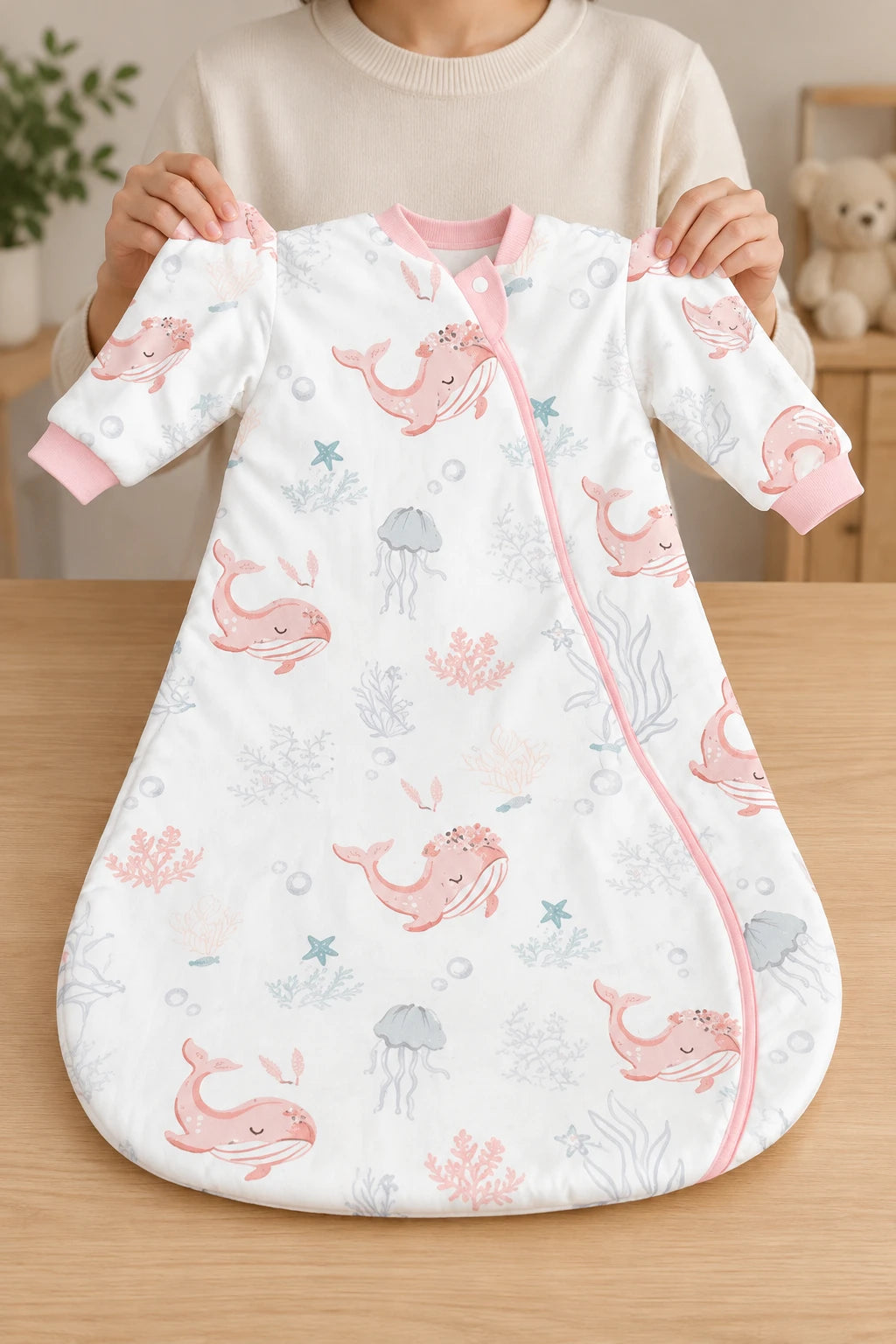Gigoteuse Avec Manche - Baleine Rose Tog 0.5
