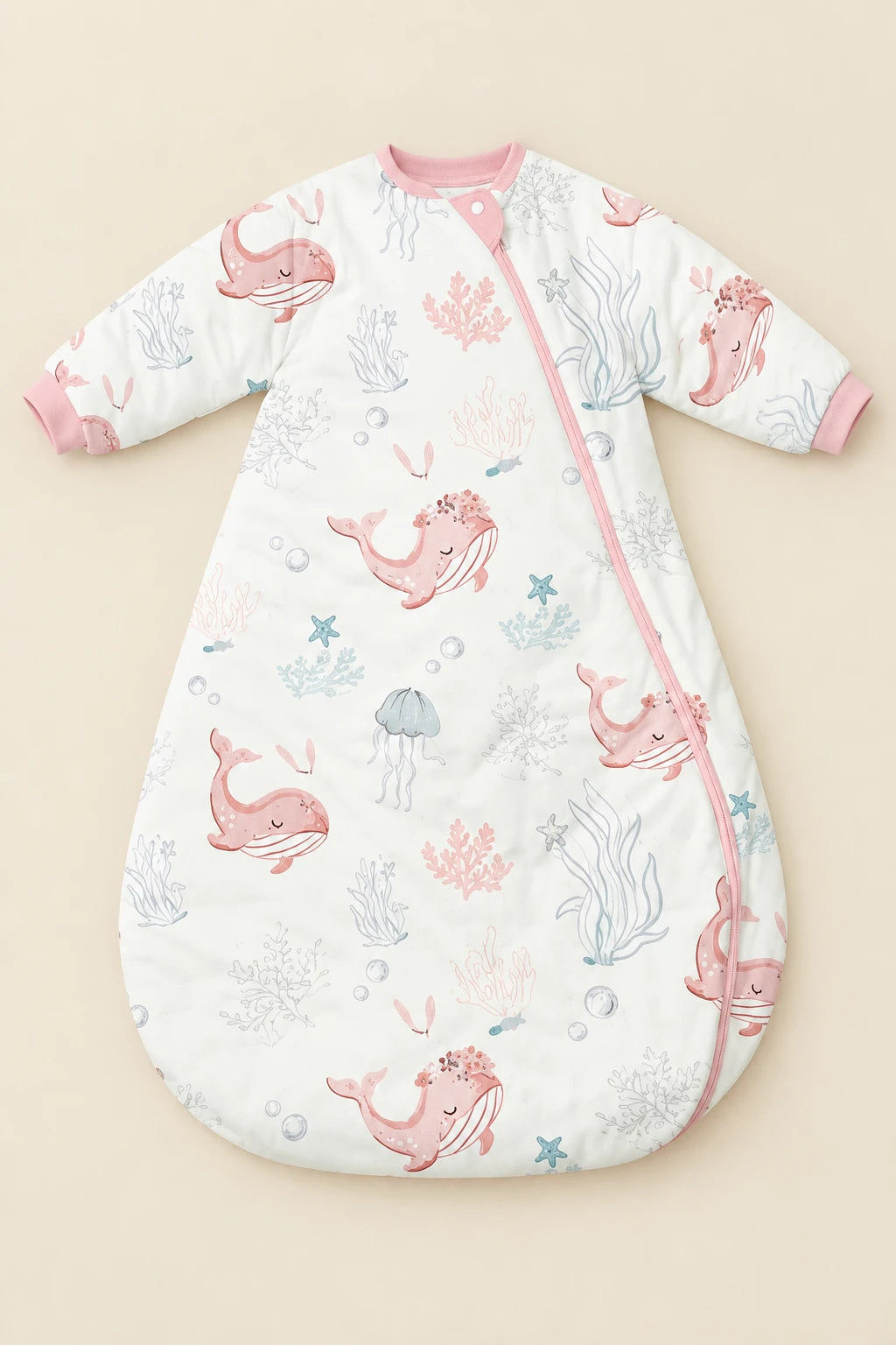 Gigoteuse Avec Manche - Baleine Rose Tog 1