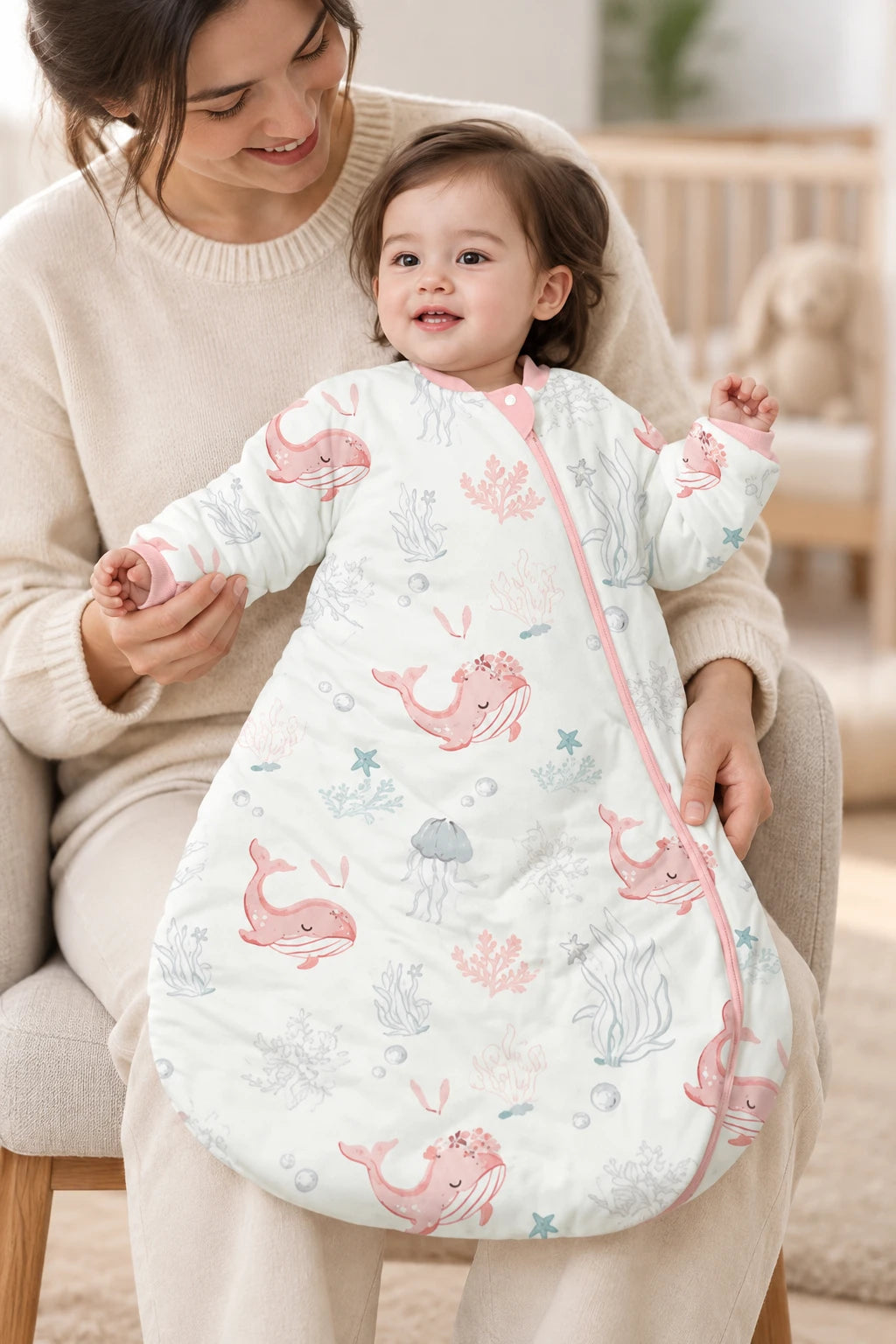 Gigoteuse Avec Manche - Baleine Rose Tog 1