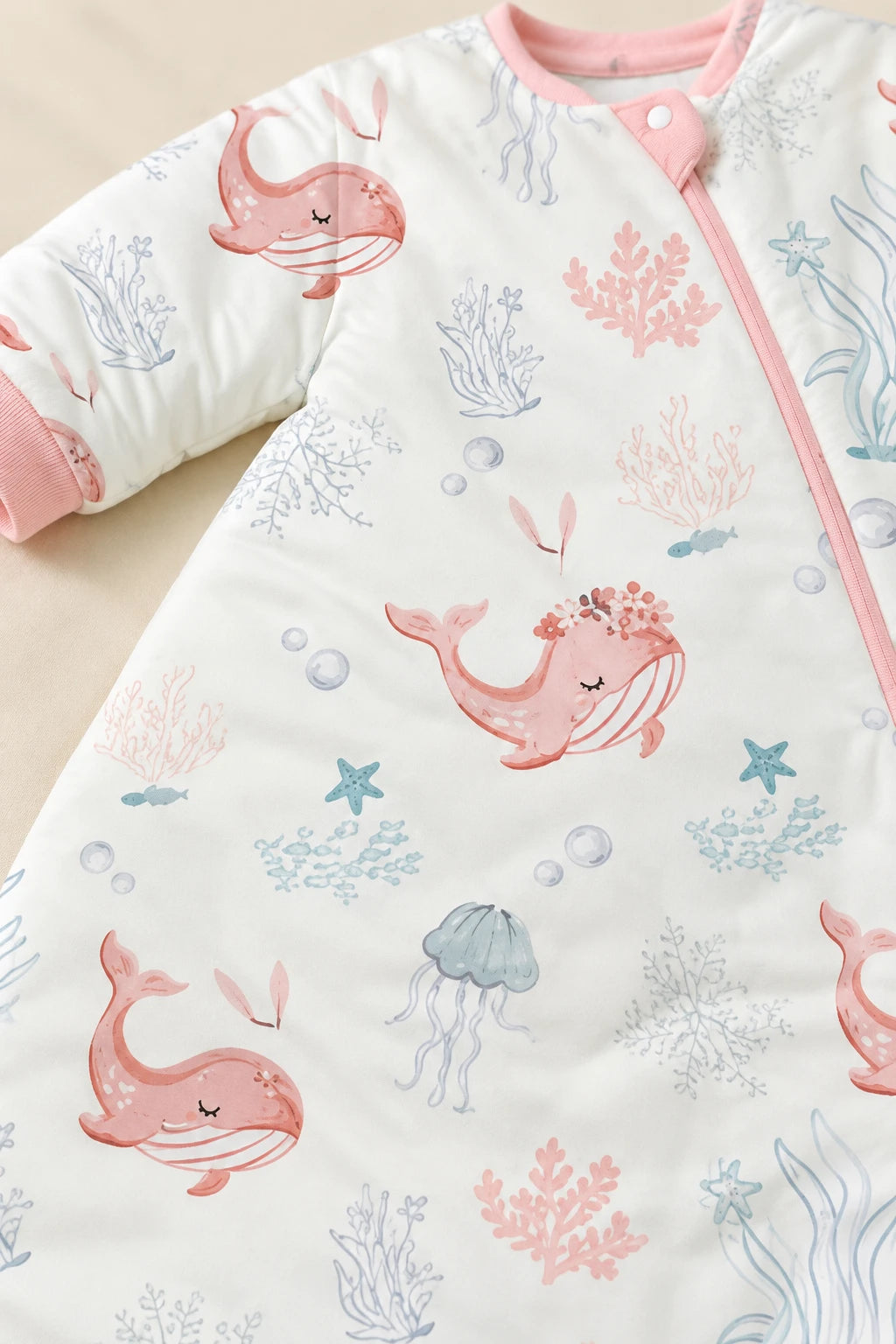 Gigoteuse Avec Manche - Baleine Rose Tog 1