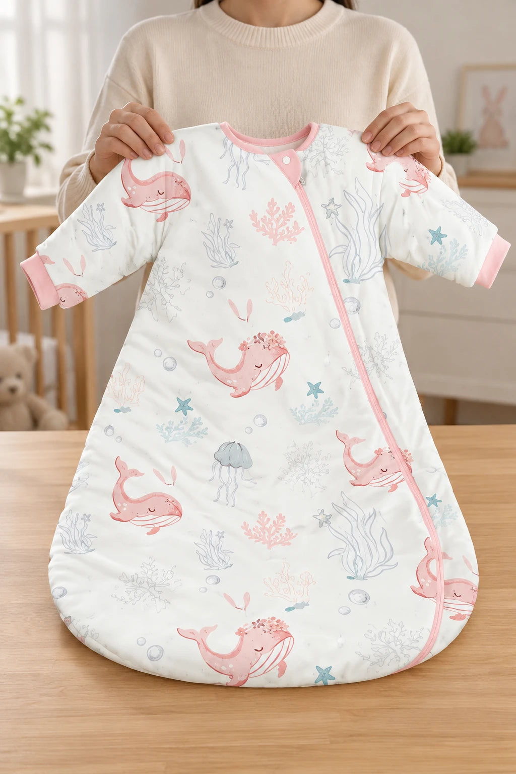 Gigoteuse Avec Manche - Baleine Rose Tog 1