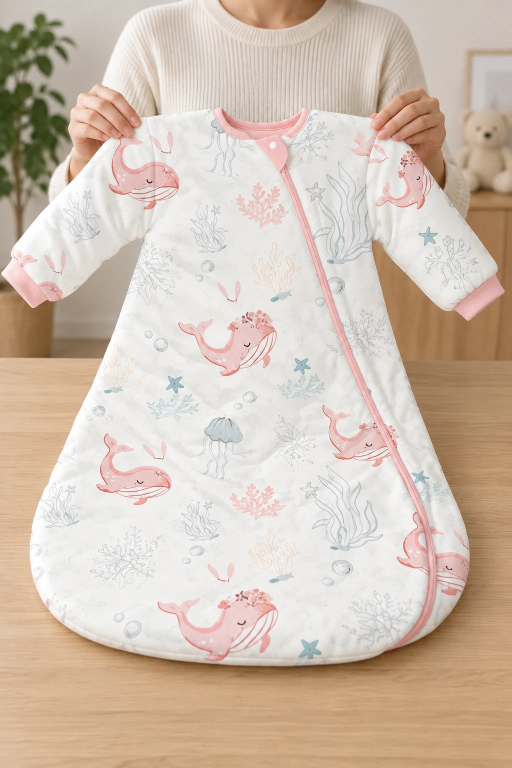 Gigoteuse Avec Manche - Baleine Rose Tog 2