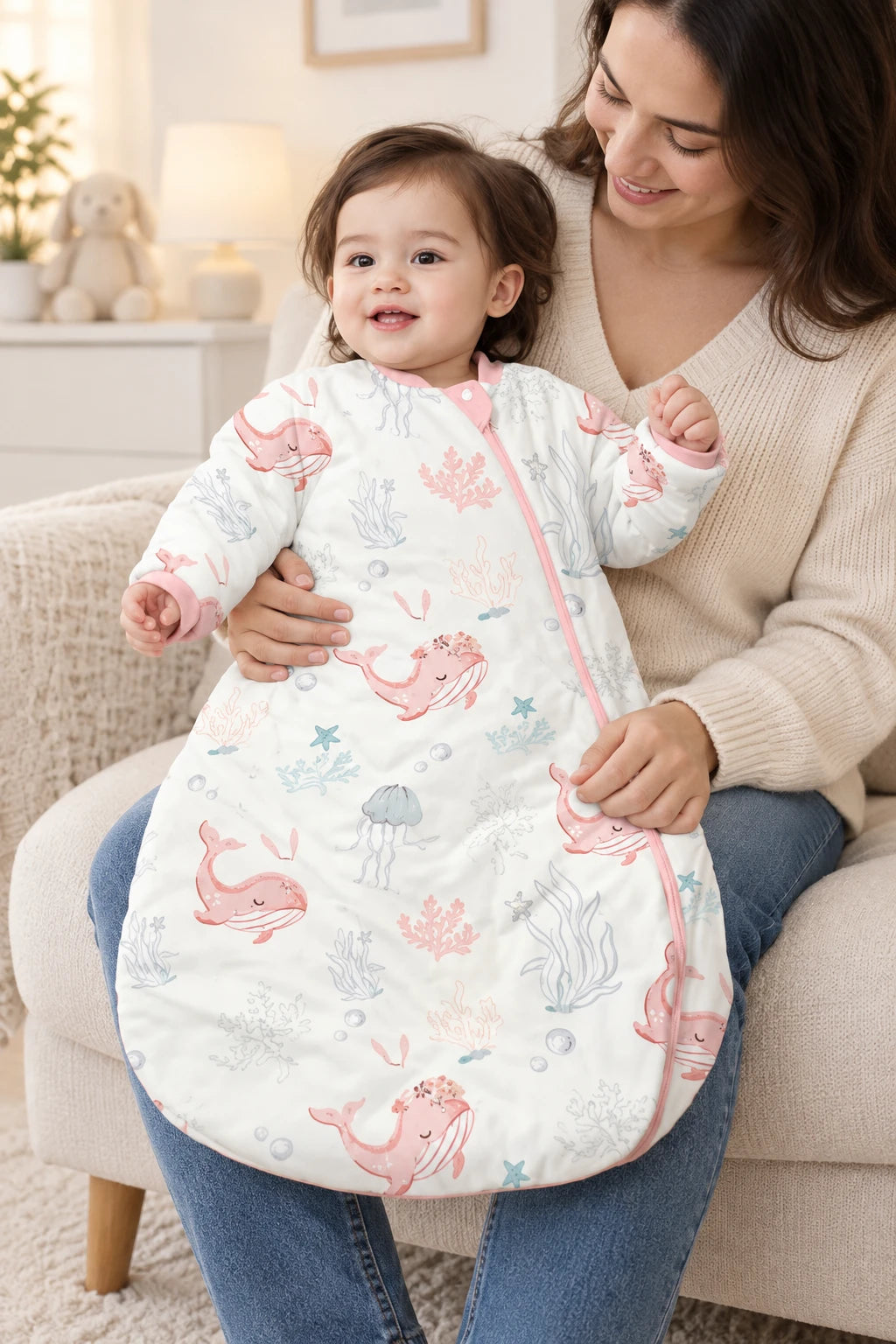 Gigoteuse Avec Manche - Baleine Rose Tog 2