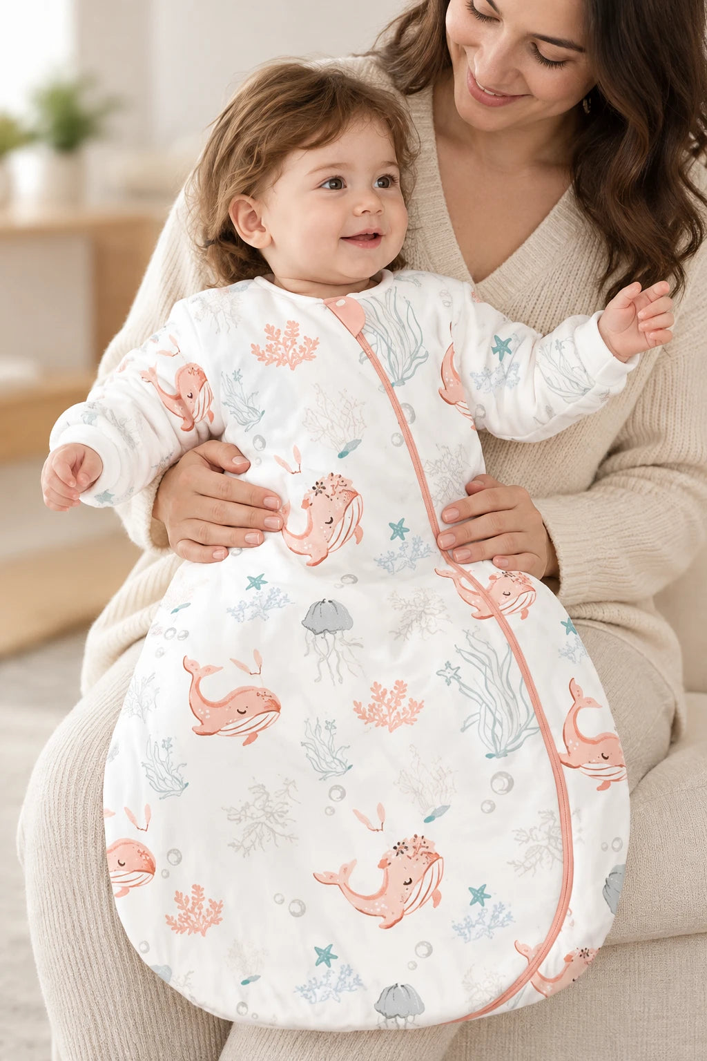 Gigoteuse Avec Manche - Baleine Rose Tog 3