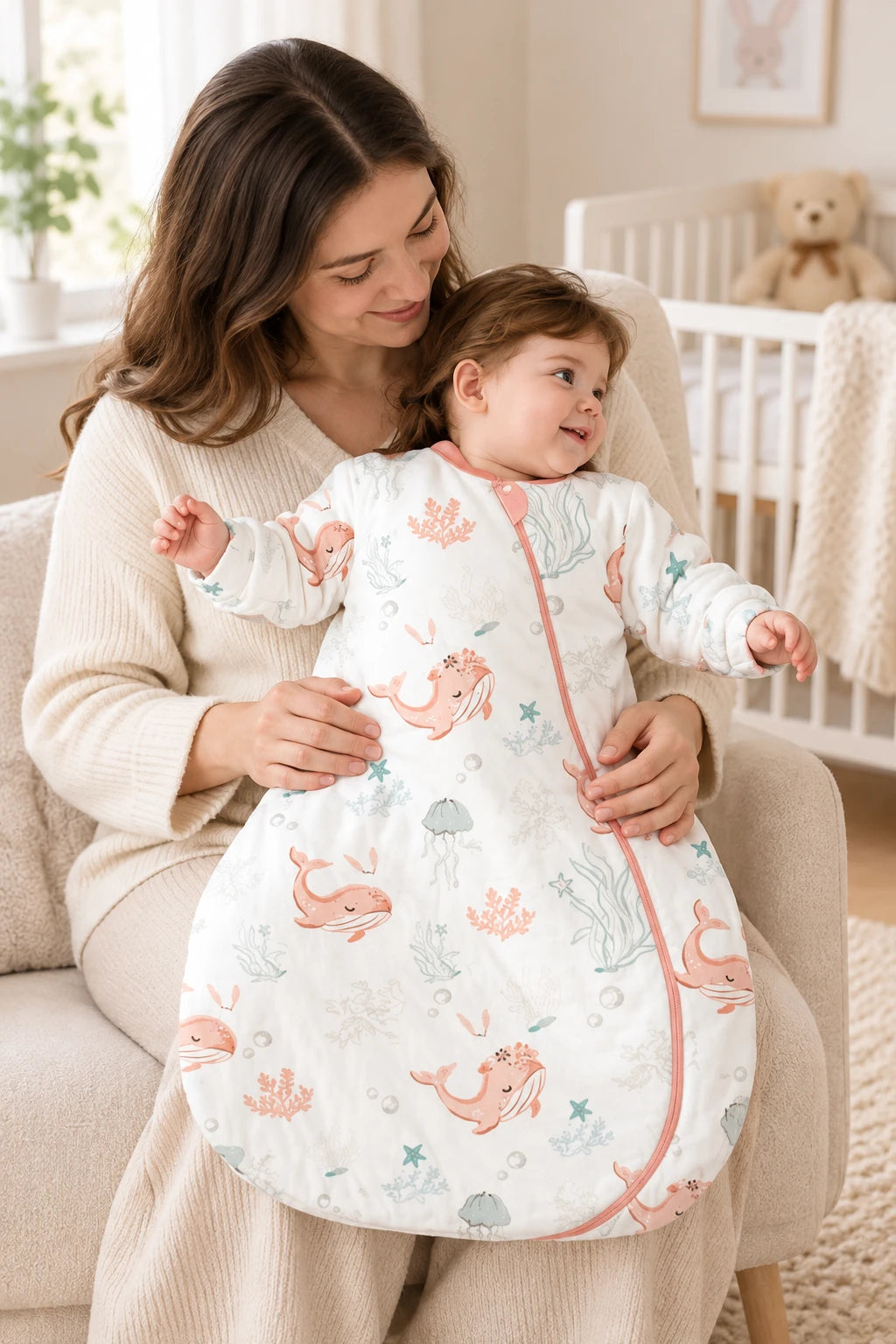 Gigoteuse Avec Manche - Baleine Rose Tog 3