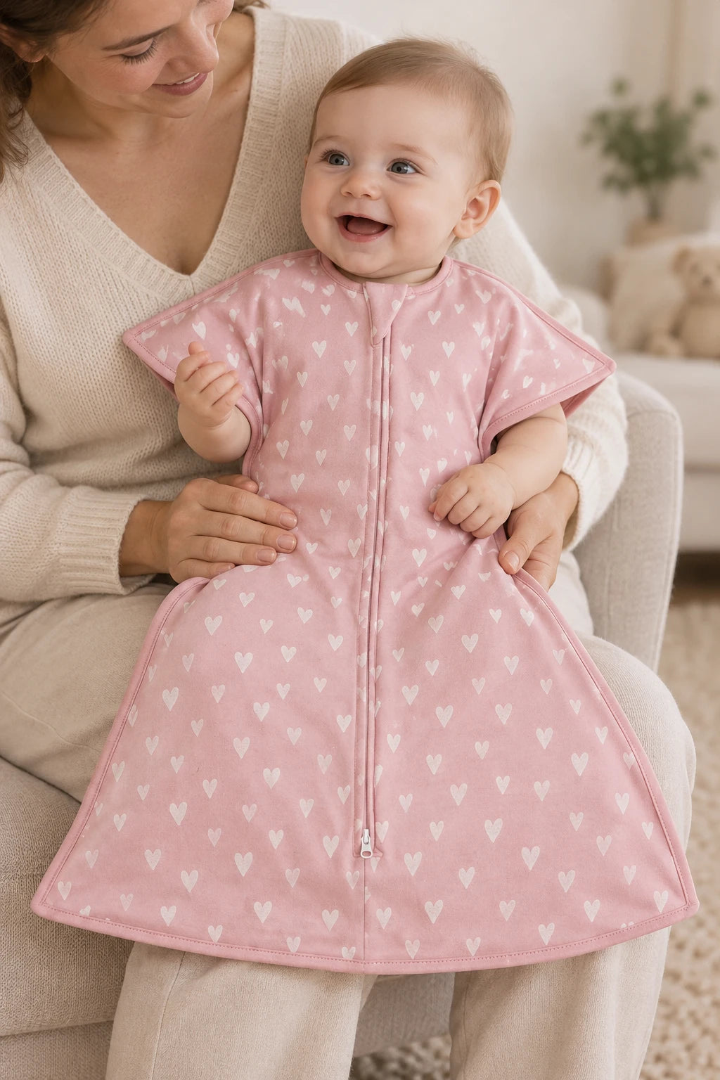 Gigoteuse Coton -  Rose Coeurs