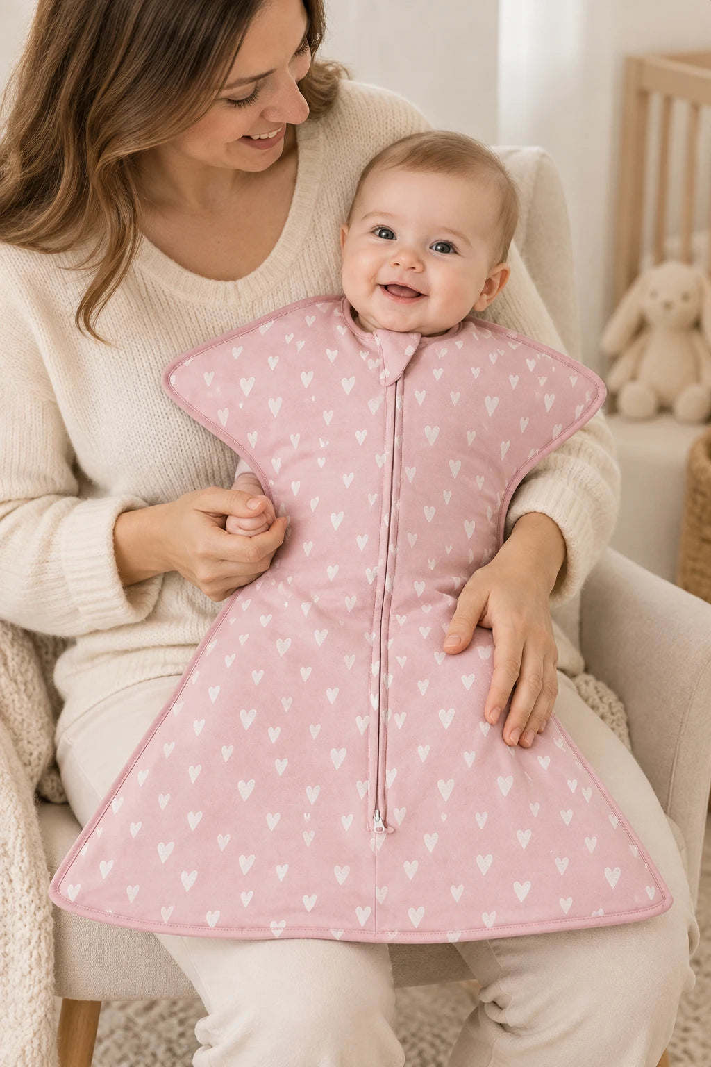 Gigoteuse Coton -  Rose Coeurs