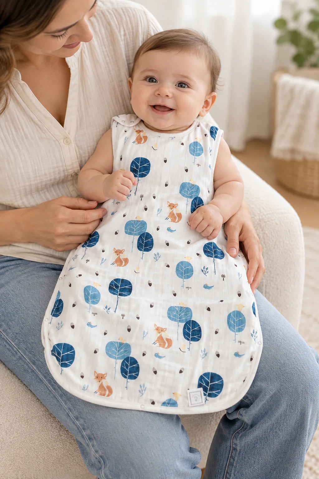 Gigoteuse Été En Mousseline De Bambou Et Coton Sans Manches